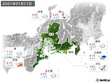 2021年01月11日の東海地方の実況天気