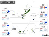 2021年01月11日の沖縄県の実況天気