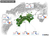 2021年01月12日の四国地方の実況天気