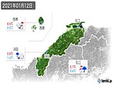 2021年01月12日の島根県の実況天気