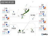 2021年01月12日の沖縄県の実況天気