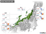 2021年01月13日の北陸地方の実況天気