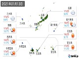 2021年01月13日の沖縄県の実況天気