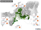 2021年01月15日の東海地方の実況天気