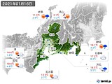2021年01月16日の東海地方の実況天気