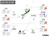 2021年01月18日の沖縄県の実況天気