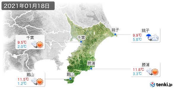 千葉県(2021年01月18日の天気