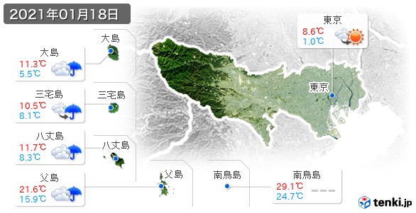 東京都(2021年01月18日の天気