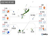 2021年01月19日の沖縄県の実況天気