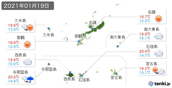 沖縄県(2021年01月19日の天気