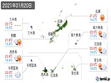 2021年01月20日の沖縄県の実況天気