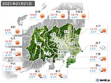 2021年01月21日の関東・甲信地方の実況天気