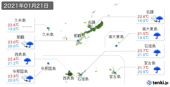 沖縄県(2021年01月21日の天気