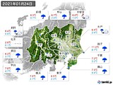 2021年01月24日の関東・甲信地方の実況天気
