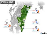 2021年01月24日の宮崎県の実況天気