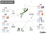 2021年01月24日の沖縄県の実況天気