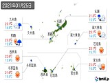 2021年01月25日の沖縄県の実況天気