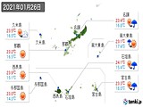 2021年01月26日の沖縄県の実況天気