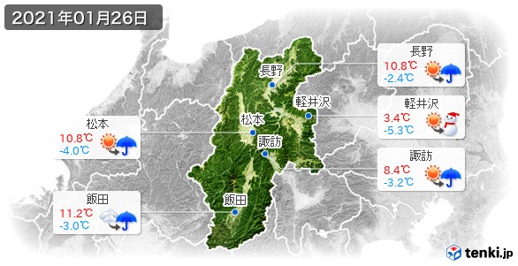 長野県(2021年01月26日の天気