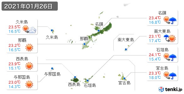 沖縄県(2021年01月26日の天気