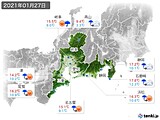 2021年01月27日の東海地方の実況天気