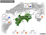 2021年01月28日の四国地方の実況天気