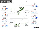 2021年01月28日の沖縄県の実況天気