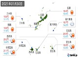 2021年01月30日の沖縄県の実況天気