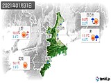 2021年01月31日の三重県の実況天気