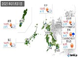 2021年01月31日の長崎県の実況天気