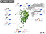 2021年02月01日の九州地方の実況天気