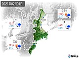 2021年02月01日の三重県の実況天気