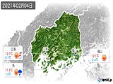 2021年02月04日の広島県の実況天気
