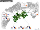 2021年02月06日の四国地方の実況天気