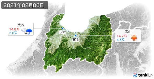富山県(2021年02月06日の天気