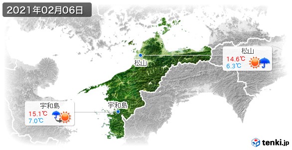 愛媛県(2021年02月06日の天気