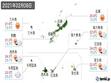 2021年02月08日の沖縄県の実況天気