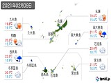 2021年02月09日の沖縄県の実況天気
