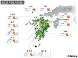 2021年02月10日の九州地方の実況天気