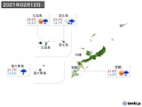 2021年02月12日の沖縄地方の実況天気