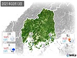 2021年02月13日の広島県の実況天気