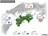 実況天気(2021年02月13日)