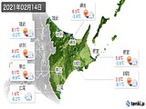 2021年02月14日の道東の実況天気