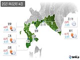 2021年02月14日の道南の実況天気