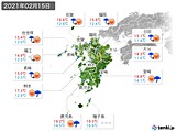2021年02月15日の九州地方の実況天気