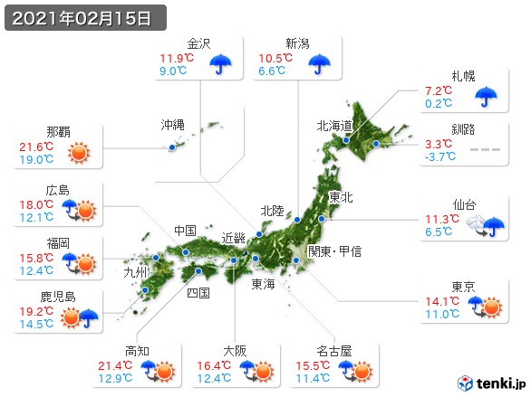 (2021年02月15日の天気