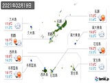 2021年02月19日の沖縄県の実況天気