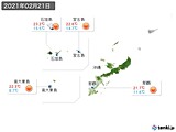 2021年02月21日の沖縄地方の実況天気