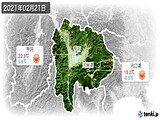 2021年02月21日の山梨県の実況天気
