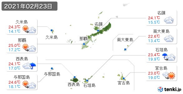 沖縄県(2021年02月23日の天気